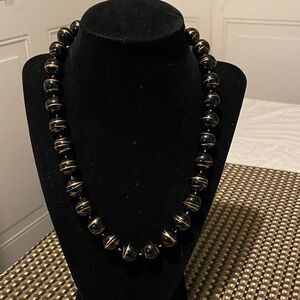 Black and Gold Beaded Necklace - Women Jewelry